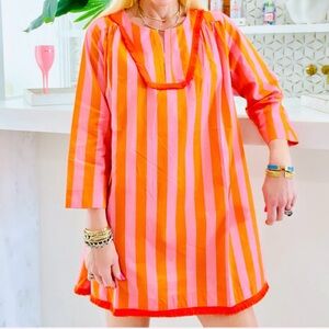 Bold Orange and Pink Striped Dress